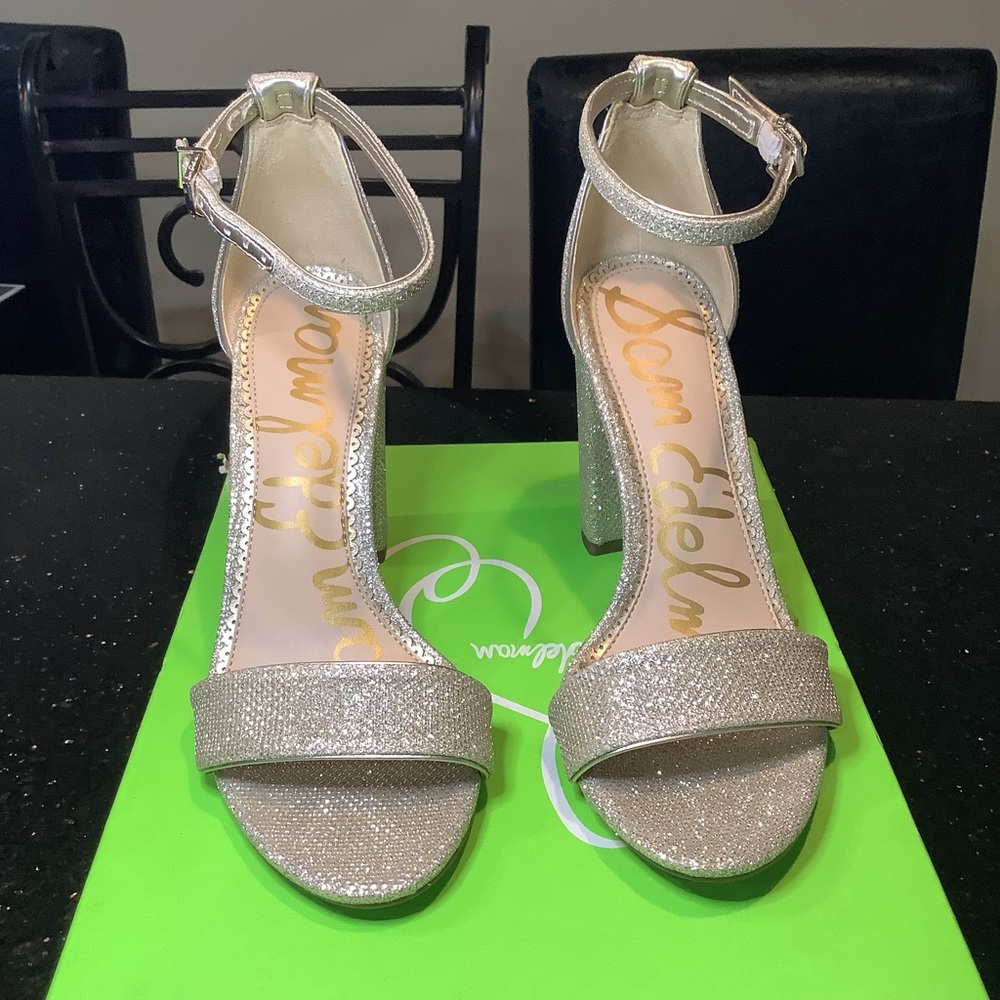 Sam Edelman Yaro Glam Mesh Ankle Strap Block Heel